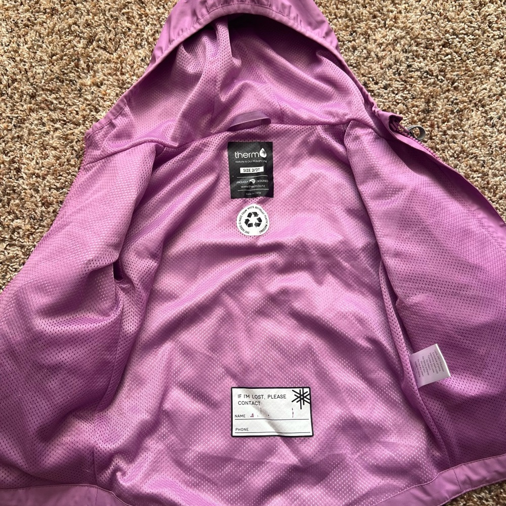 Therm Toddler Girls Rain Jacket Raincoat with Magic Print - Waterproof Coat - Picture 2 of 5